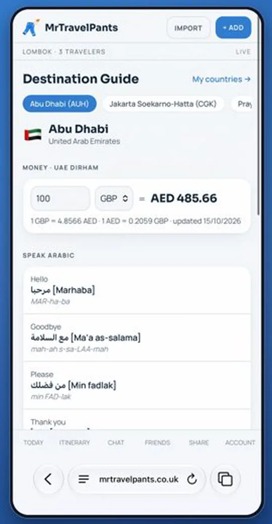 A destination guide with currency, phrases and local tips
